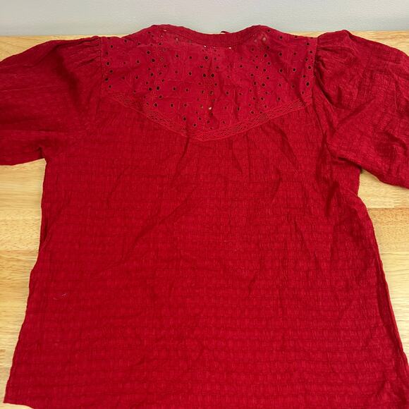 Knox Rose Women's Red Balloon Short Sleeve Button Front Shirt - Medium - NWT - Picture 7 of 7